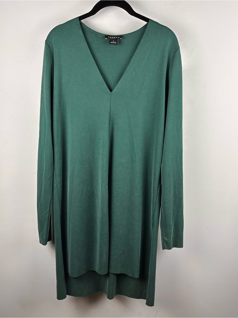 Trouvé Green Long Sleeve Tunic Top Mini Dress Medium Boho Indie Evening Chic